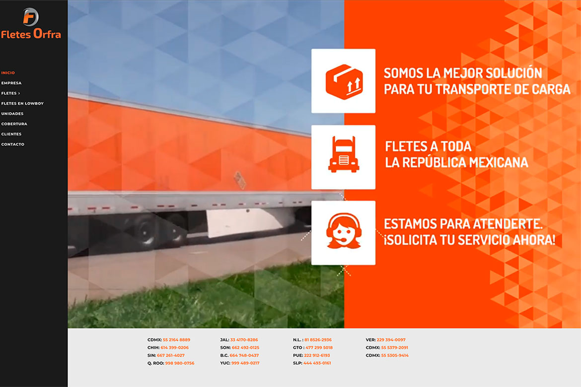 Diseño de sitio web profesional para Fletes en Mexico