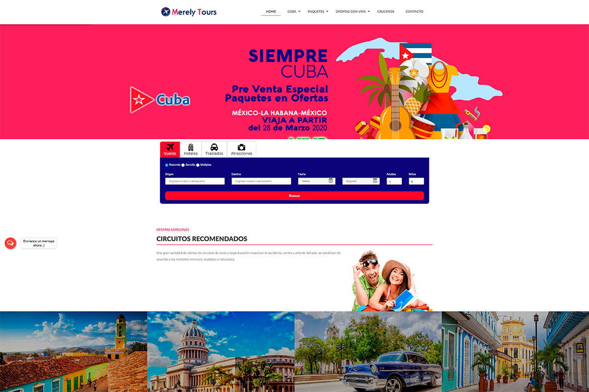 Diseño web administrable para agencias de viajes Merely Tours